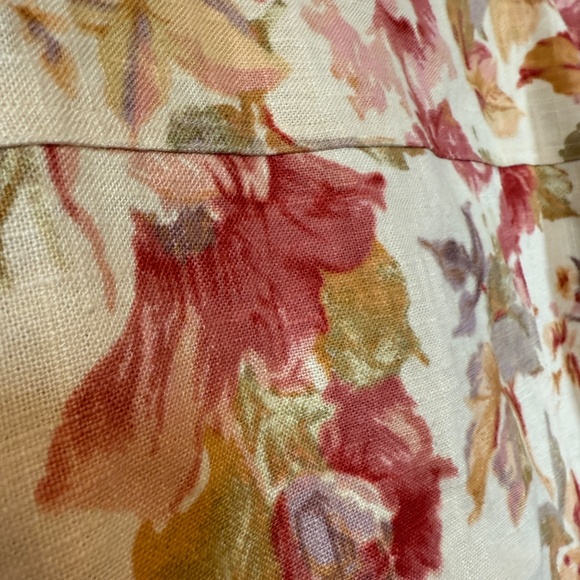 Yellow Orange Pink Red Rose Linen Trucker Jacket - Coldwater Creek - XL - Picture 4 of 16